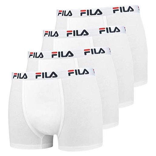 Fila 4 pacco convenienza uomo boxer - logo pants - monocolore - molti colori - bianco, m - 4 pack