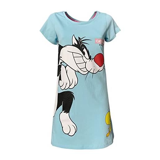 Sun City pigiama camicia da notte donna looney tunes gatto silvestro e titti cotone 5445