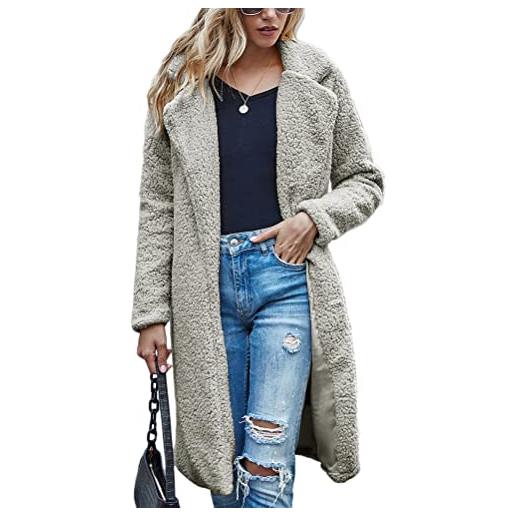 ticticlily cappotto giubbotto donna lungo inverno cappotti eleganti giacche aperta davanti cardigan teddy sherpa giacca in pile peluche outwear jacket a rosso m