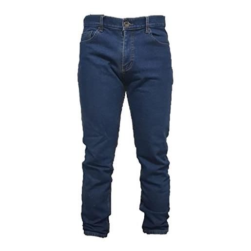 Mastino jeans uomo 5 tasche invernale imbottito in pile caldo foderato elastico 46-60 termico chiaro a vita alta denim (52 - denim)