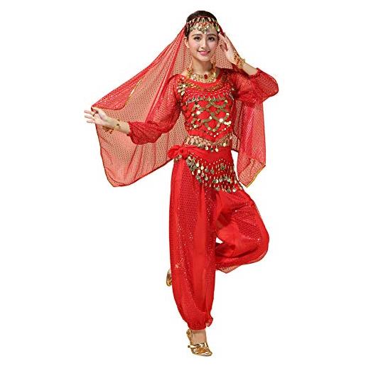 Huateng danza del ventre outfits per donne, bollywood indiano arabo carnevale danza performance paillettes costume