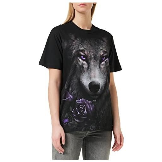 Spiral wolf roses uomo t-shirt nero xl 100% cotone regular