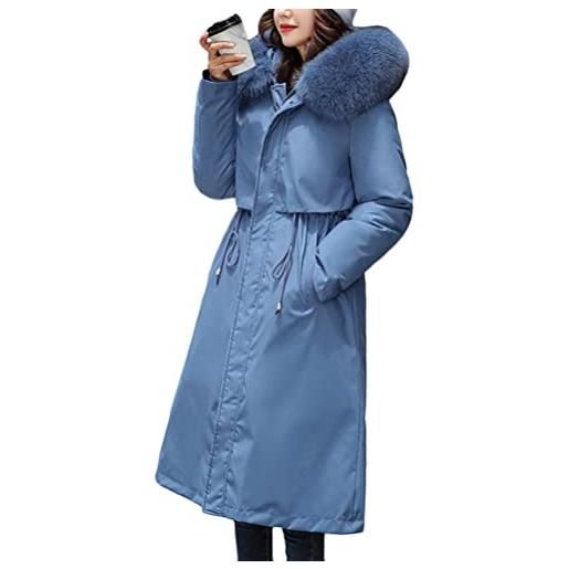Onsoyours donna piumino cappotto lungo inverno cappotto con cappuccio elegante giacca caldo foderato staccabile outwear trenchcoat parka cappotti jacket b nero xxl