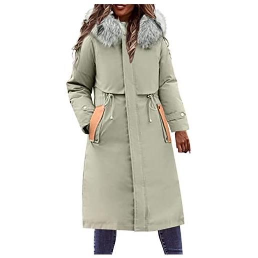 Onsoyours parka invernale donna trapuntato cappotto con cappuccio in pelliccia sintetica caldo foderato piumino giacca cappotti trench outwear a verde xs
