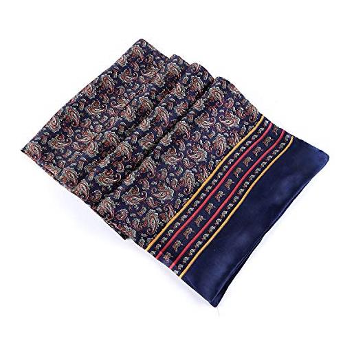 UK_Stone sciarpa da uomo sciarpa 100% seta sciarpa fantasia di paisley sciarpa vintage sciarpa da uomo sciarpa di seta di alta qualità (blu)