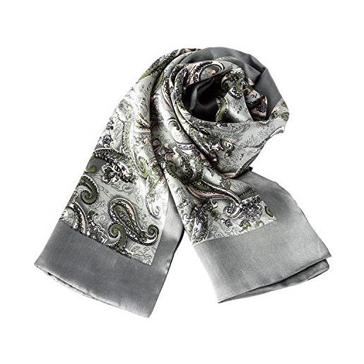 UK_Stone sciarpa da uomo sciarpa 100% seta sciarpa fantasia di paisley sciarpa vintage sciarpa da uomo sciarpa di seta di alta qualità (grigio)