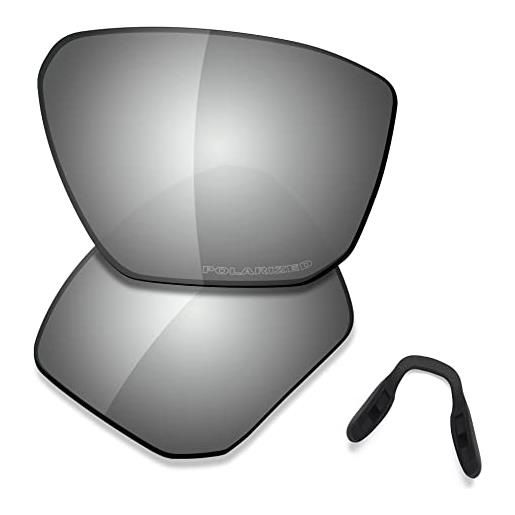 Saucer lenti di ricambio premium e nasello per occhiali da sole oakley targetline ooo9397 high defense - metallo cromato polarizzato. Taglia unica