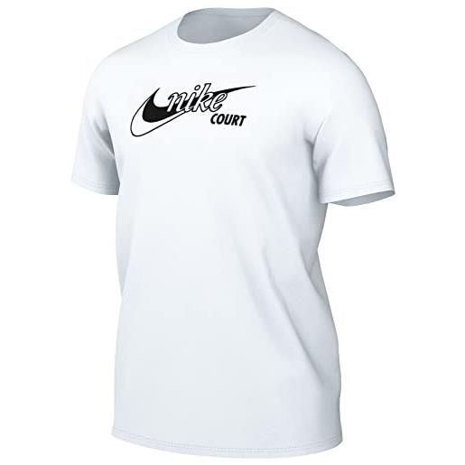 Nike m nkct df tee swoosh tennis t-shirt, white, l uomo