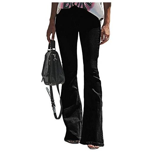 Angel ZYJ donna jeans a zampa pantaloni a vita alta elasticizzati pantaloni jeggings da donna pantaloni denim larghi (style 2, m)