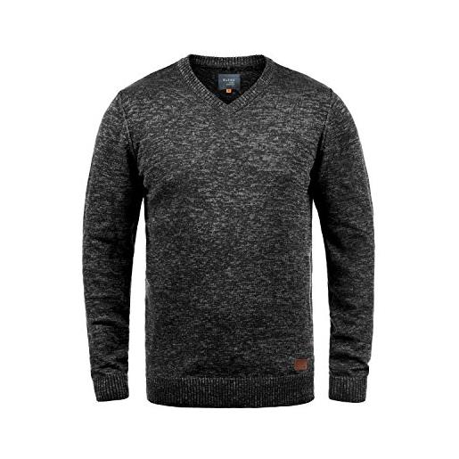 b BLEND blend dansel maglione pullover maglieria da uomo con collo a v, taglia: l, colore: black (70155)