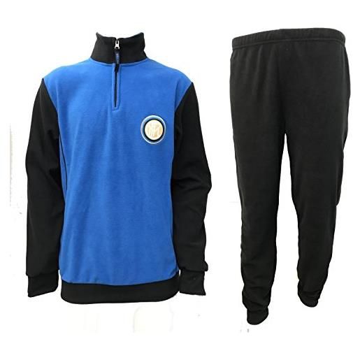 FC inter pigiama ragazzo lungo mezza zip in pile prodotto ufficiale art. In15063 (12 anni, nero)