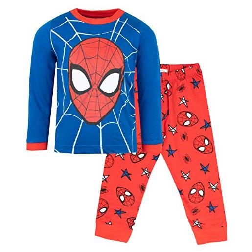 Marvel set ufficiale spiderman pigiama i età 3-10 anni disponibile | manica lunga spiderman pjs | 100% cotone supereroe dress up costume | merchandising ufficiale | regalo per ragazzi blu rosso evo
