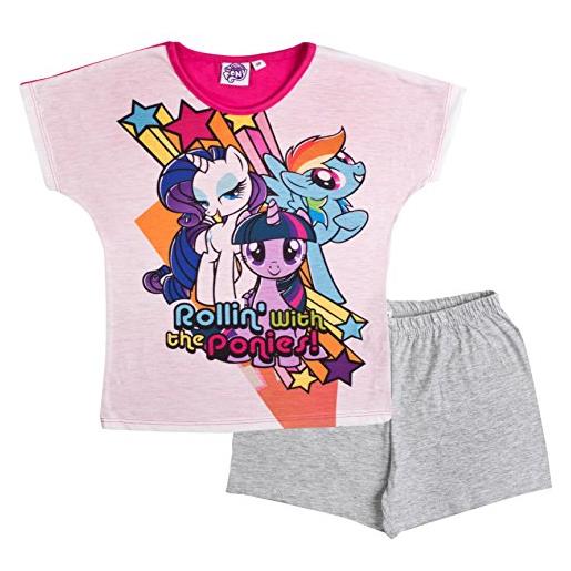 Hasbro my little pony - pigiama corto da bambina rollin' con i pony 3-4 anni