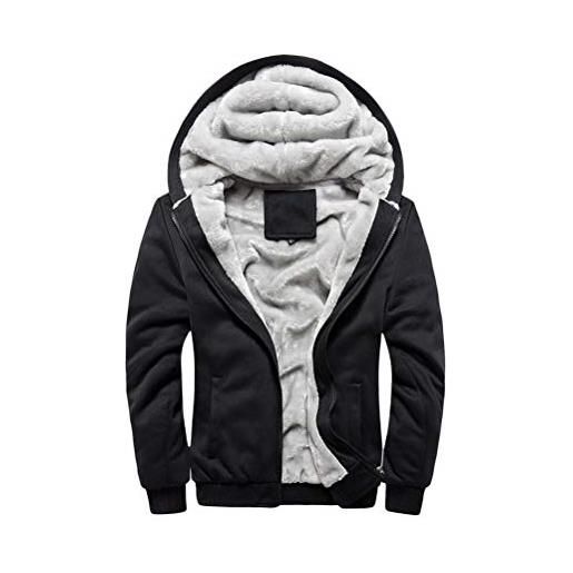 Yesgirl uomo felpe con cappuccio cappotto inverno caldo full zip maniche lunghe casual sweatshirt hoodie esterne con tasche d nero x-small