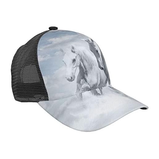 ZORIN unisex esecuzione bianco cavallo baseball cap 3d stampato regolabile baseball caps snapback curvo brim hip hop cappelli/cappello, nero , etichettalia unica