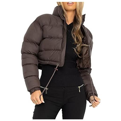 Geagodelia cappotto corto da donna invernale caldo giacca imbottita con zip stile semplice elegante capispalla con cerniera piumino invernale (bianco, m)