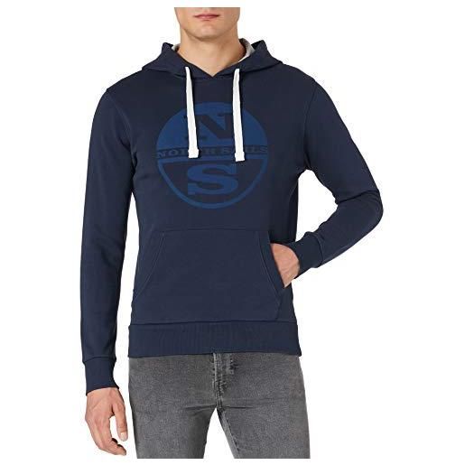 North sails hooded sweater w/graphic felpa con cappuccio, blue navy, x-large uomo