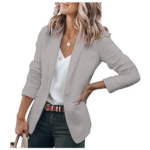 Onsoyours blazer donna maniche lunghe tinta unita slim fit giacche elegante ufficio business blazer cardigan giacca con bottoni b bianco s