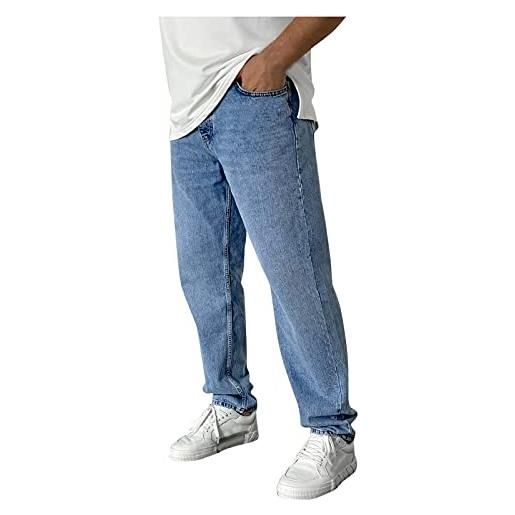Beudylihy pantaloni da uomo patchwork jeans casual denim pantaloni jeans jeans baggy hip hop jeans vintage straight leg streetwear jeans da uomo con gamba larga jeans, b-4 azzurro, l