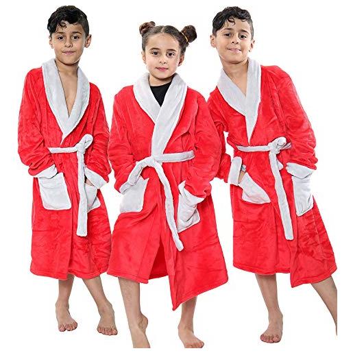 A2Z 4 Kids bambini ragazze ragazzi accappatoio progettista plain - bathrobe 122 red 9-10