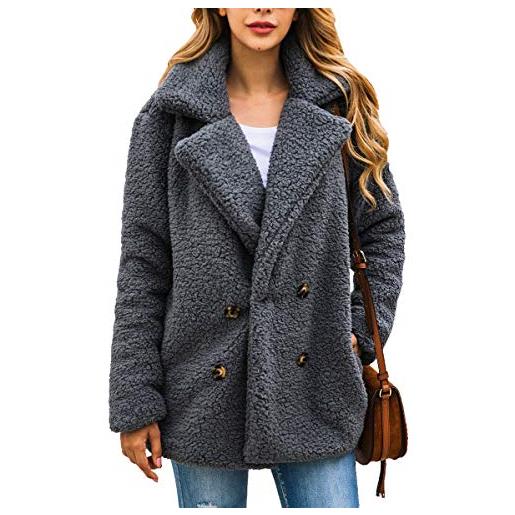 Onsoyours donna cardigan con cappuccio di peluche invernale caldo felpa elegante cappotto lungo fronte aperto giacca in pile tops caffè l