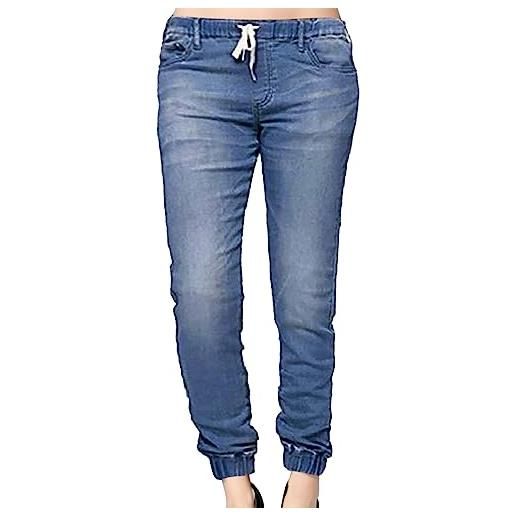 NOAGENJT jeans donna elasticizzati taglie forti pantaloni donna felpati pantaloni termici donna sport jeans strappati donna taglie forti gancio e occhiello blu #5 22.99