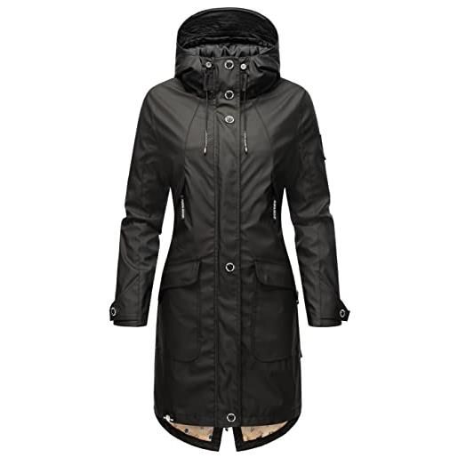 Navahoo giacca impermeabile da donna, lunga e calda imbottitura, con cappuccio, taglie xs-3xl, nero , m