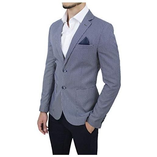 Evoga giacca blazer uomo sartoriale blu estiva elegante 100% made in italy (xxxl, blu)