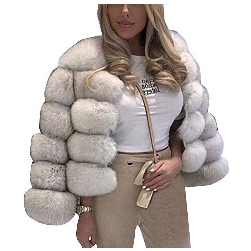 YAOTT donna caldo sciolto cappotto corto di pelliccia artificiale giacca cardigan capispalla casuale pelliccia sintetica spessa giacca cardigan viola xs