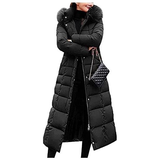 Onsoyours piumino lungo da donna trapuntato da esterno con cappuccio giacca invernale imbottita a nero l