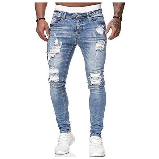 Geagodelia jeans strappati uomo stretti pantaloni in denim slim fit jeans uomo elasticizzati vita alta casual hip-hop s-4xl ragazzo regalo (a-nero, m)