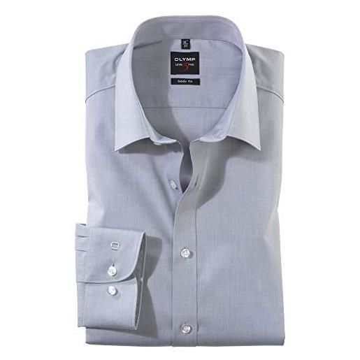Olymp uomo camicia business a maniche lunghe level five, body fit, royal kent, weiß 00,38