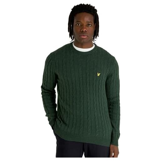 Lyle & Scott uomo maglione girocollo in maglia intrecciata marna verde scuro xxl