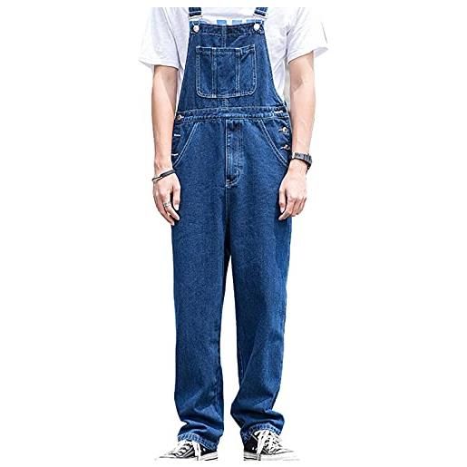 Suncolour salopette da uomo in denim con bretelle - jeans pagliaccetti larghi da lavoro