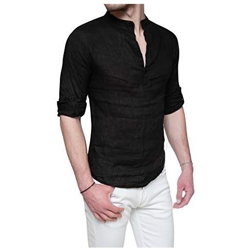 T-shirt Con Collo Serafino - Nero - Taglie Forti - Uomo - 13.00 - Foto 11