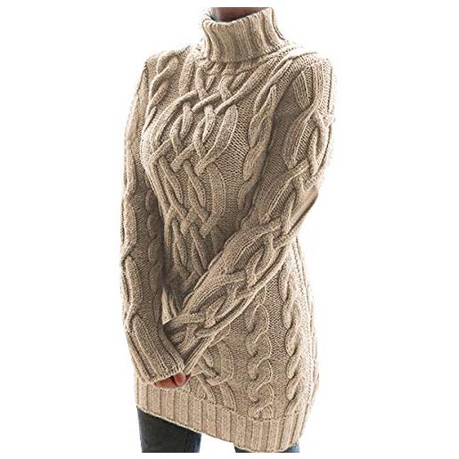 Peuignao maglione vestito trecce collo alto donna maglione lungo donna abito vestiti maglioni lunghi donna pullover sweater maglione lavorato jacquard intrecciato donna maglia maglioncini femminili viola l
