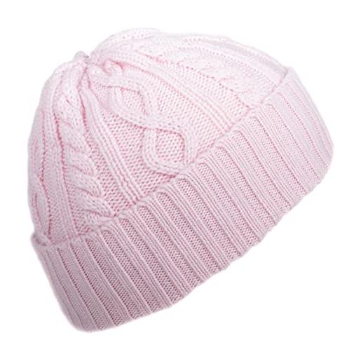 Enea Cashmere cappello 100% lana merinos, made in italy berretto invernale uomo donna, taglia unica (rosa)