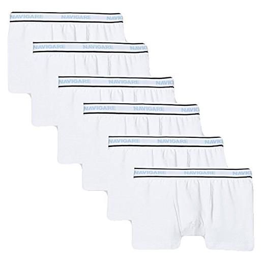 NAVIGARE UNDERWEAR BOY confezione da 6 boxer bambino e ragazzo in cotone bielastico con elastico esterno stampato - colore bianco e colorati in cotton stretch jersey. Articolo scatolato singolarmente