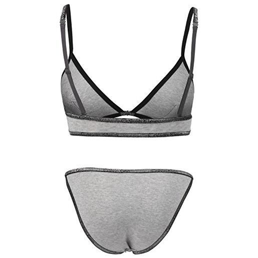 Calvin Klein underwear gift set (triangle & tanga) completo lingerie, grigio (grey heather/silver lurex), 10 (taglia produttore: medium) donna