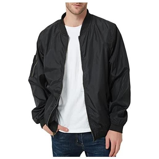 Minetom giacca da uomo giubbotto leggere bomber giacca giaccone sportivo zipper bomber giubbino college baseball jacket a blu l