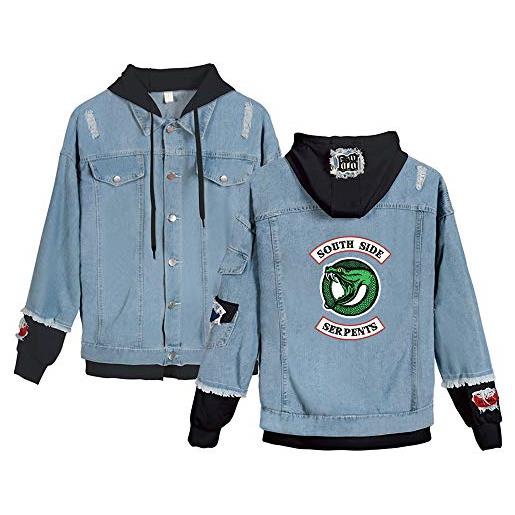 EnjoyYourLife riverdale serpents giacca jeans riverdale southside serpents felpa donna felpa con cappuccio casual denim jacket manica lunga loose jeans cappotto tops splice jean jacket