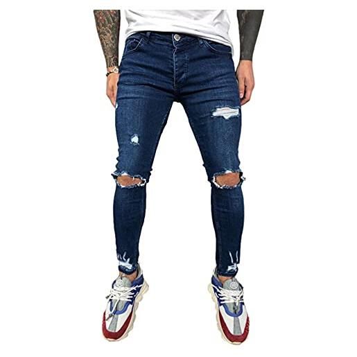 LaiYuTing nuovi jeans elastici strappati da uomo con piedi piccoli, jeans strappati alla moda