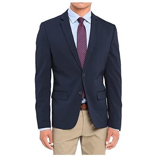 Evoga giacca uomo class sartoriale 2 bottoni slim fit blazer elegante (3xl, grigio medio)
