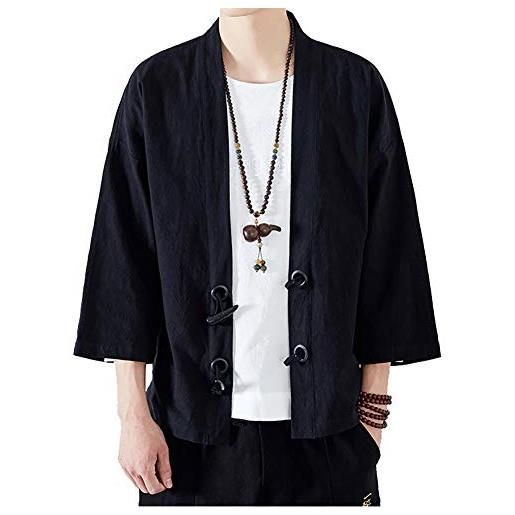 Daoba uomo cappotto kimono haori jacket cloak cardigan linen giacca