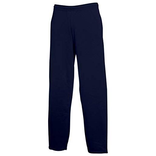 Fruit of the Loom pantaloni a gamba aperta sport jogger, blu (deep navy 202), l uomo