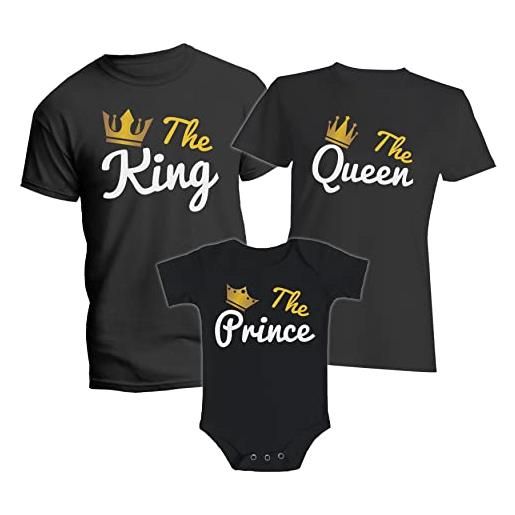 t-shirteria tris famiglia tshirt - bambino - body - king - queen - prince - principe - famiglia - tshirt coordinate - neonato - idea regalo
