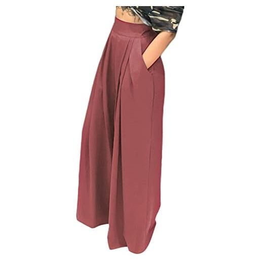 Pantaloni Palazzo Donna A Vita Alta - Gamba Dritta Con Elastico E Tasche, Viscosa Elastan, Comodi E Casual - Foto 6