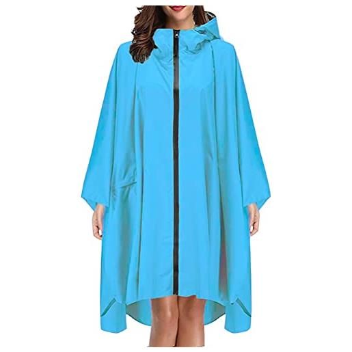 Minetom poncho pioggia impermeabile per donna uomo unisex leggero multiuso mantella antipioggia giacca con cappuccio c marino taglia unica