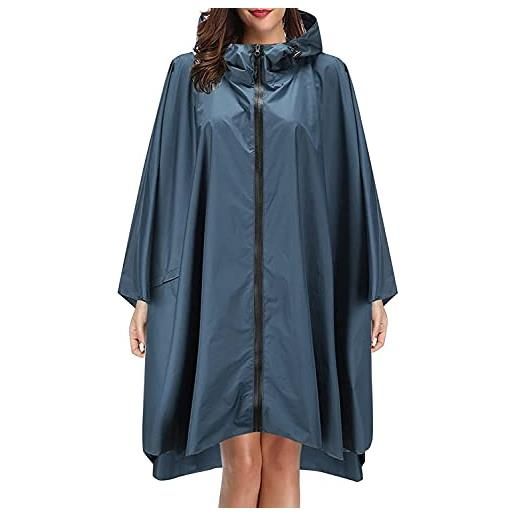 Minetom poncho pioggia impermeabile per donna uomo unisex leggero multiuso mantella antipioggia giacca con cappuccio c rosso taglia unica