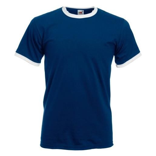 Fruit of the Loom - maglietta iconica 150 con logo vintage sul petto, retro blu reale screziato - logo vintage grande, xl